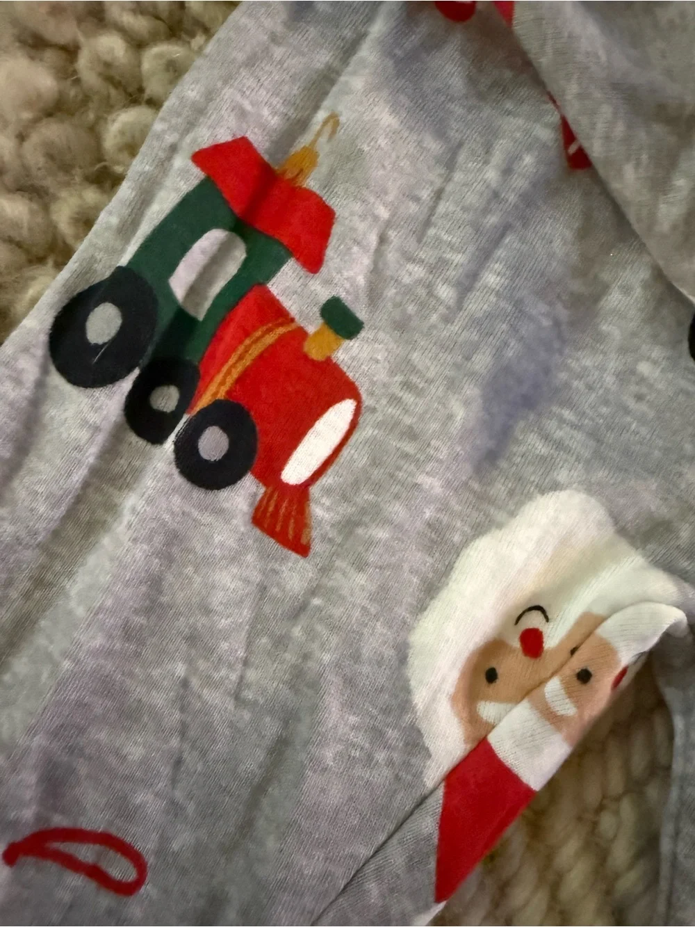 Carter's Gray Holiday Print pajama bottoms Santa, Penguin, Train & Candy Cane 4T